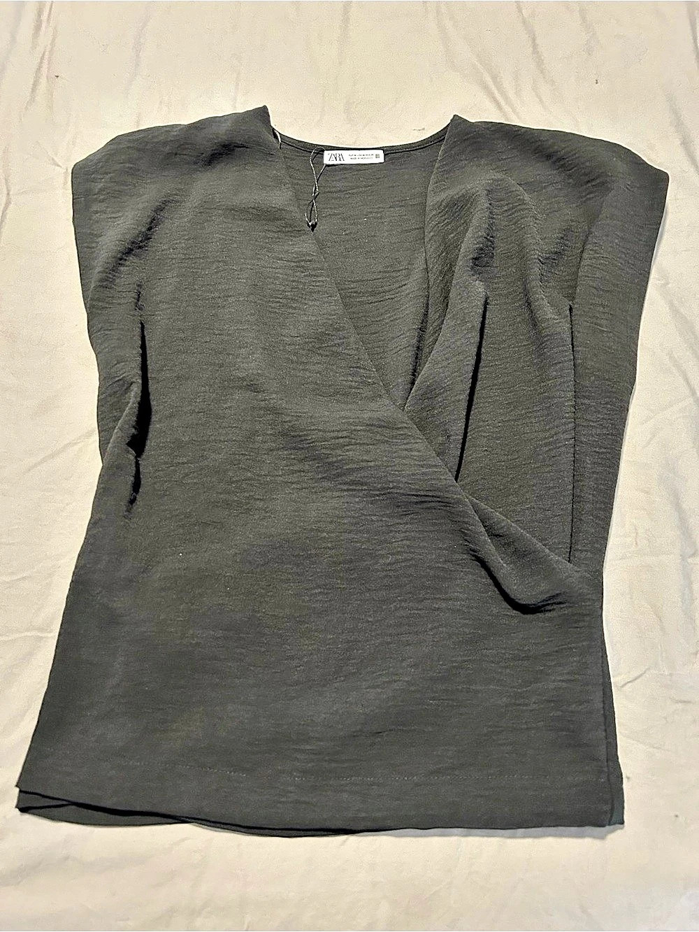 Zara Black Wrap-Front Blouse Size Medium